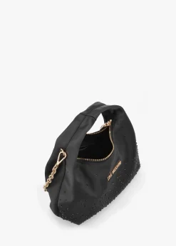 Majestic Black Rhinestone Hobo Bag