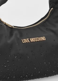 Majestic Black Rhinestone Hobo Bag