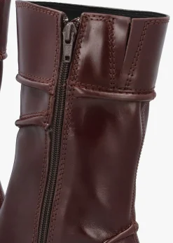 Malene New Brown Leather Block Heel Calf Boots