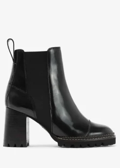 Mallory Black Leather Heeled Chelsea Boots