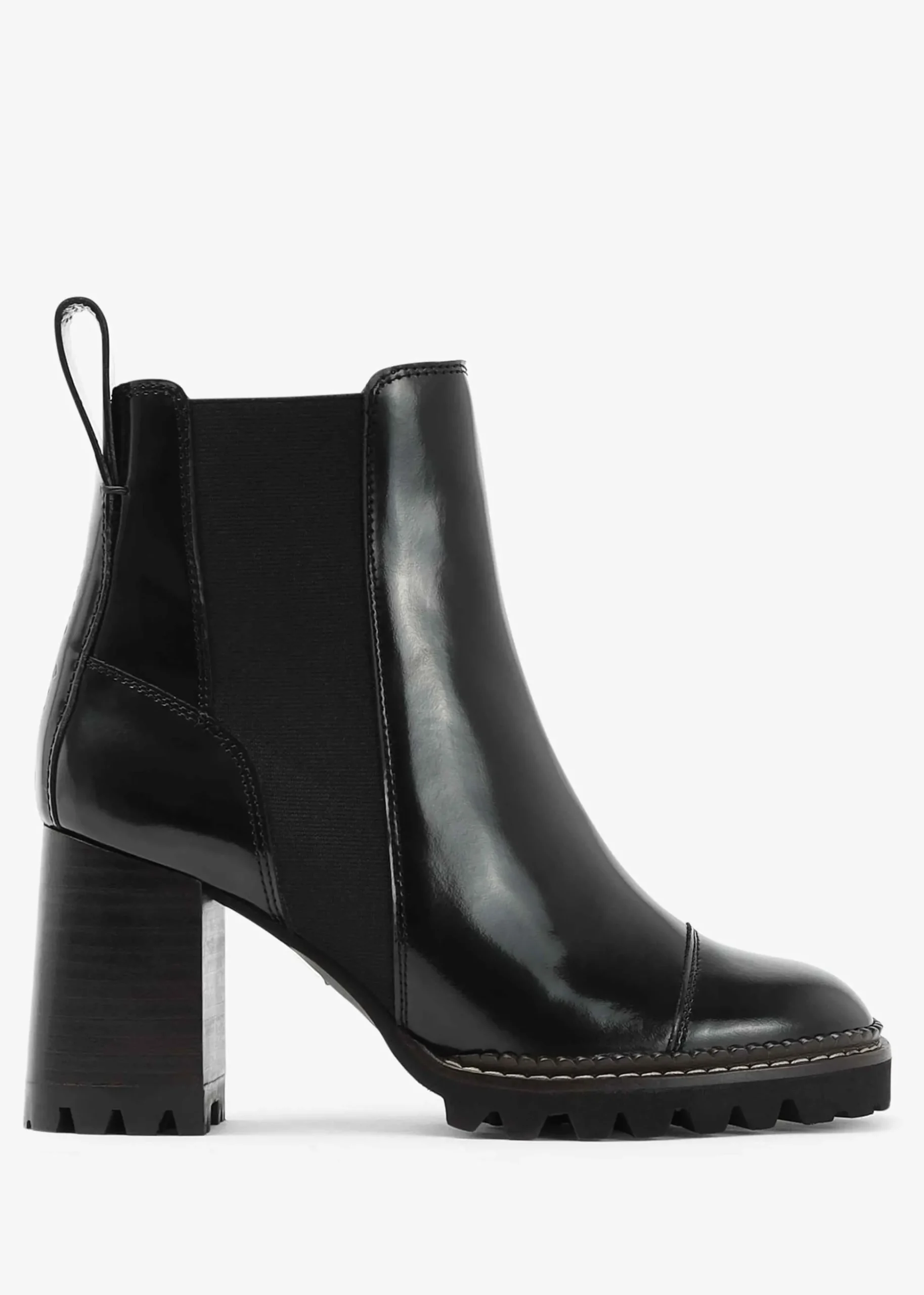 Mallory Black Leather Heeled Chelsea Boots