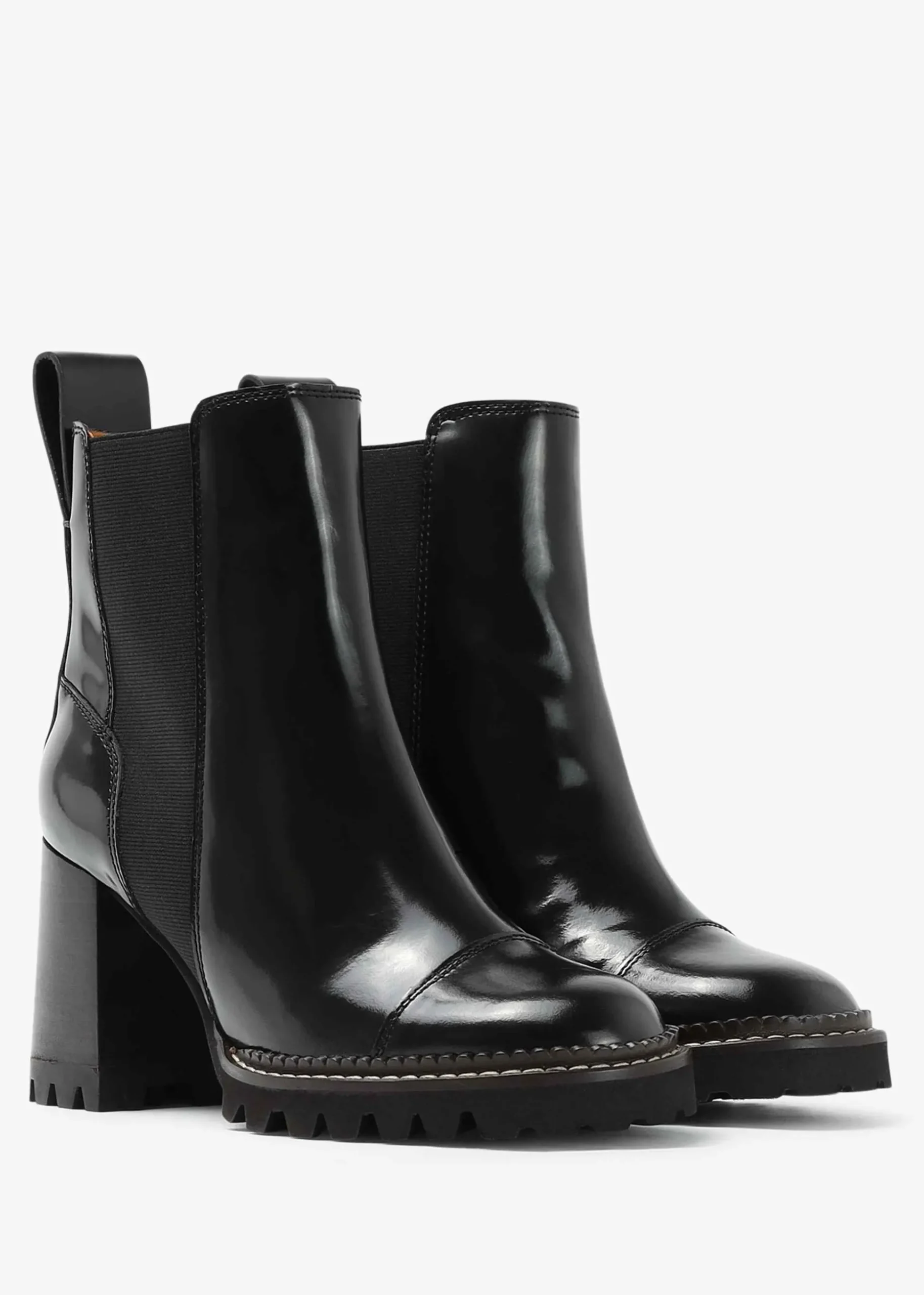 Mallory Black Leather Heeled Chelsea Boots