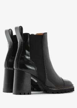Mallory Black Leather Heeled Chelsea Boots