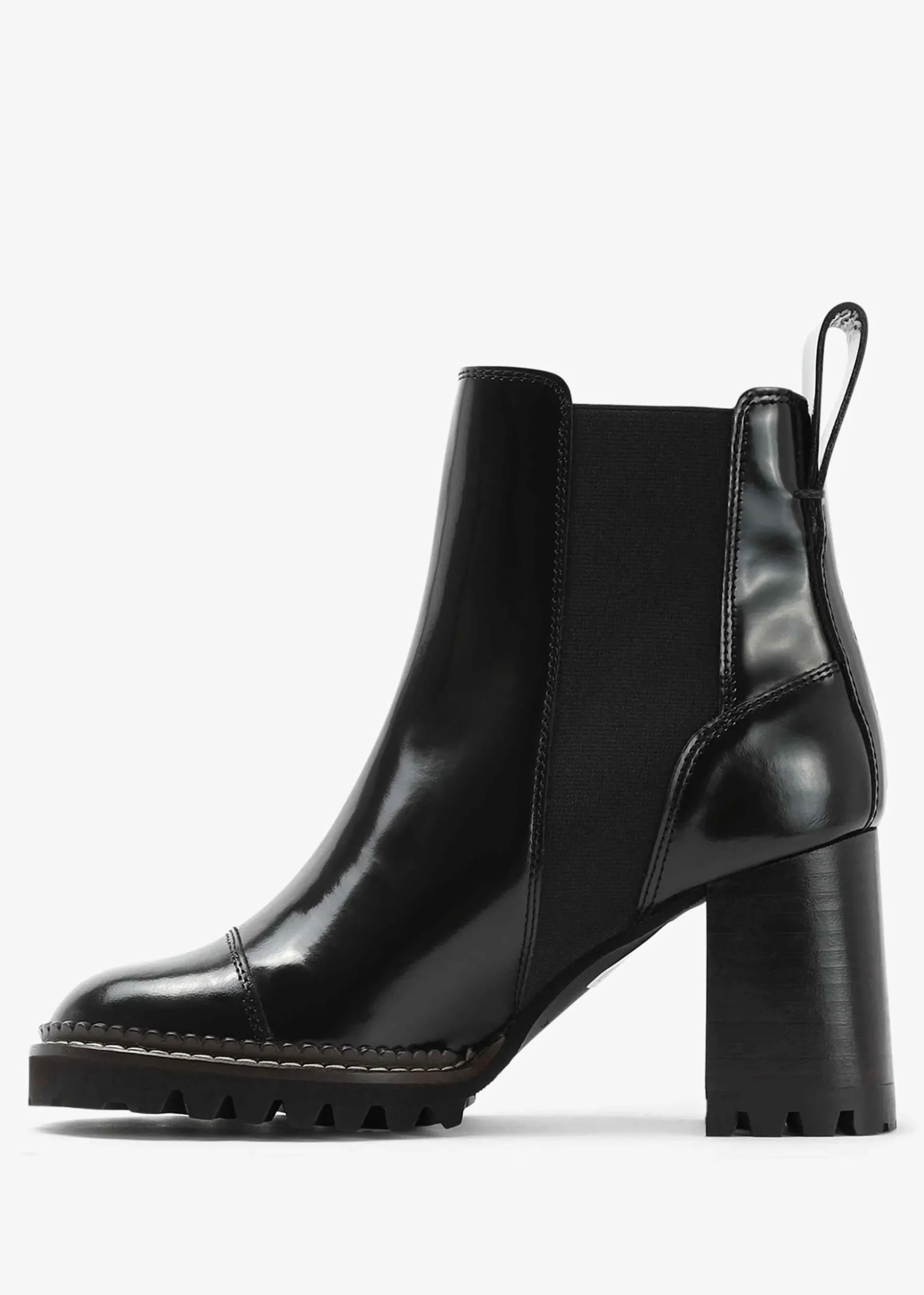 Mallory Black Leather Heeled Chelsea Boots