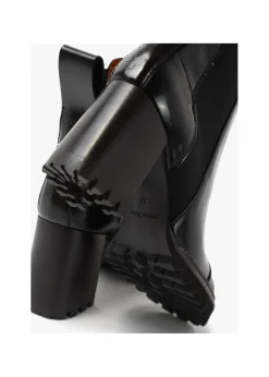 Mallory Black Leather Heeled Chelsea Boots