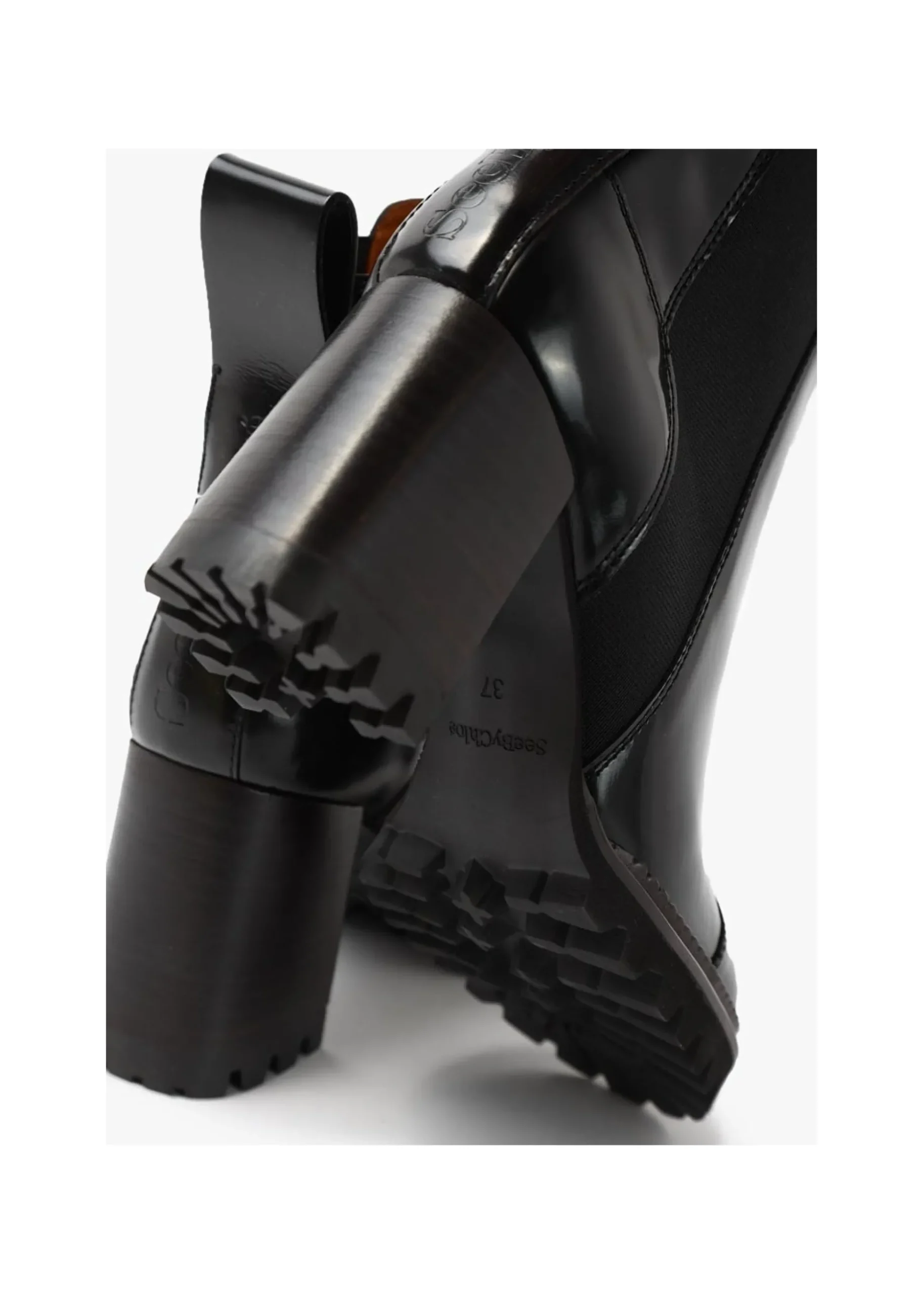 Mallory Black Leather Heeled Chelsea Boots