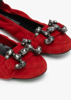 Malu Jewel Embellished Rosso Smoke Suede Pumps