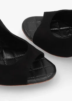 Margot Black Suede Sculpted Wedge Sandals