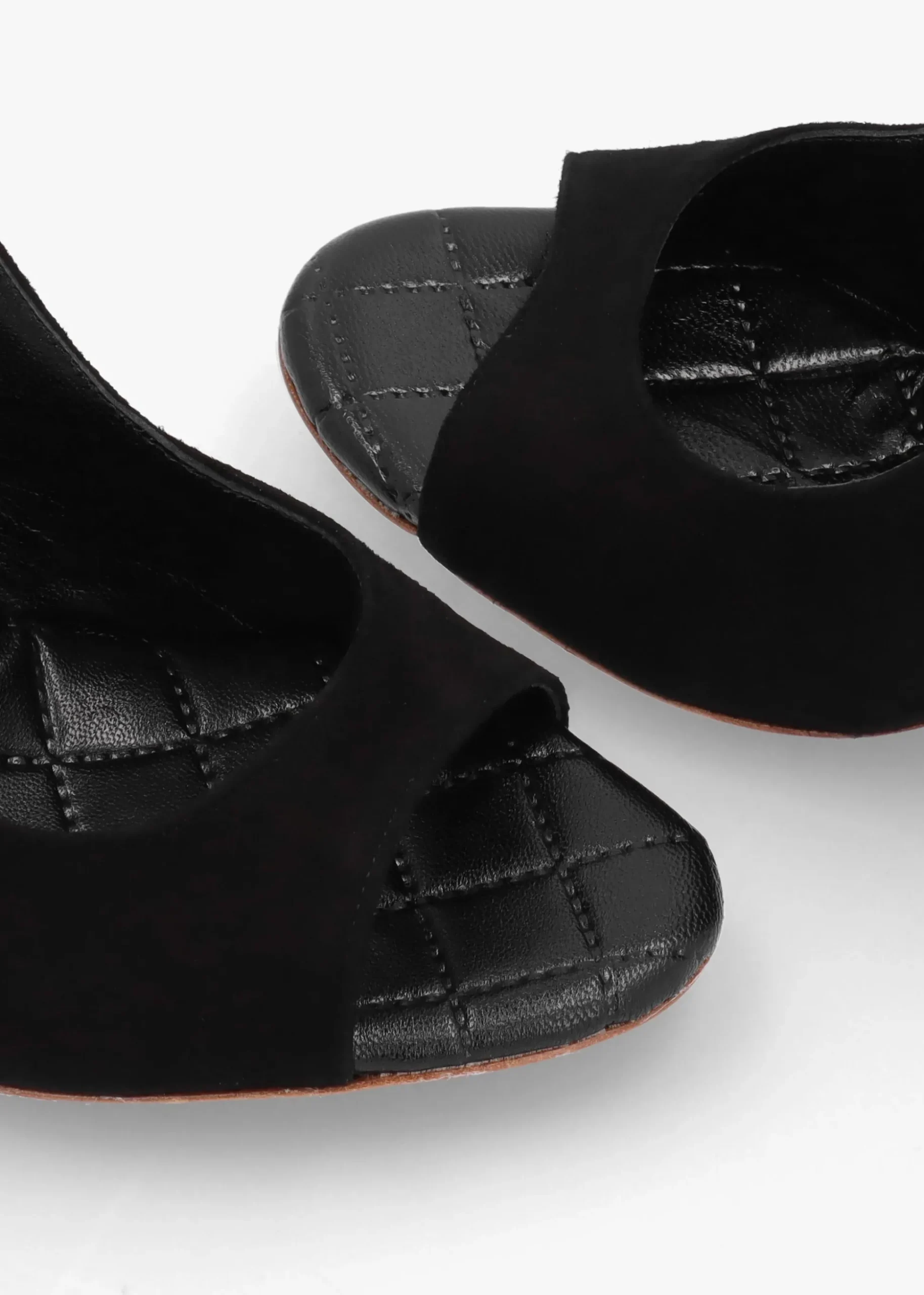 Margot Black Suede Sculpted Wedge Sandals