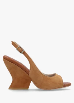 Margot Tan Suede Sculpted Wedge Sandals