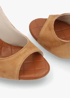 Margot Tan Suede Sculpted Wedge Sandals