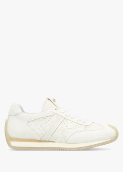 Mated White Leather Perforated Runner Trainers