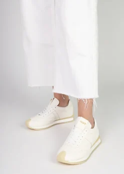 Mated White Leather Perforated Runner Trainers