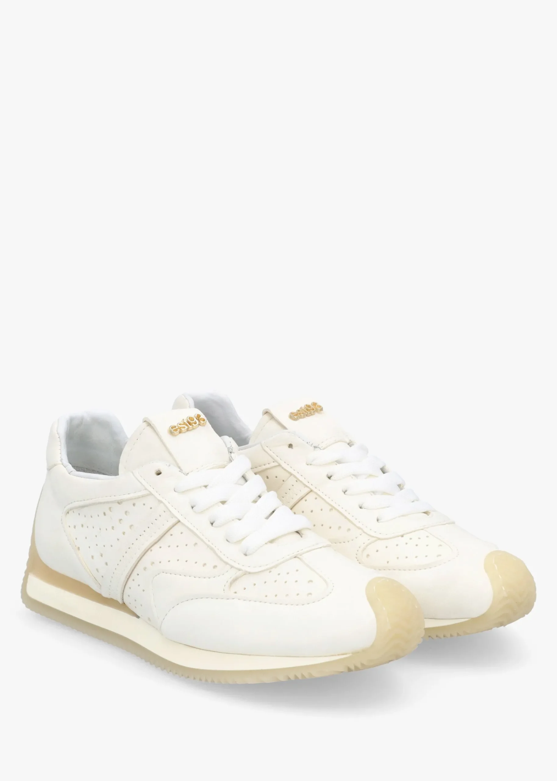 Mated White Leather Perforated Runner Trainers