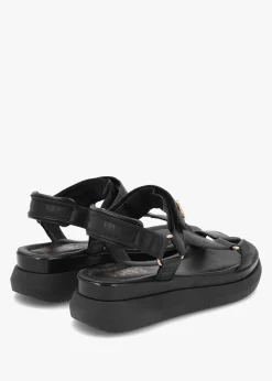 Mazey EST93 Black Leather Flatform Sandals