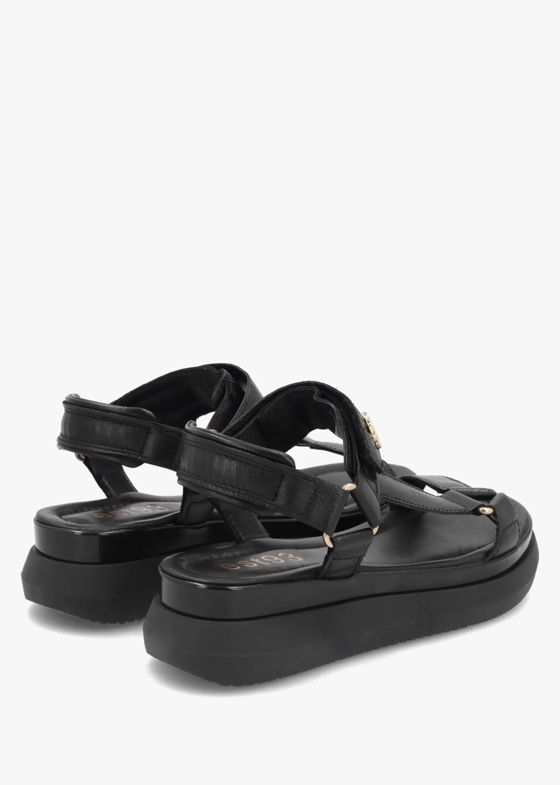 Mazey EST93 Black Leather Flatform Sandals