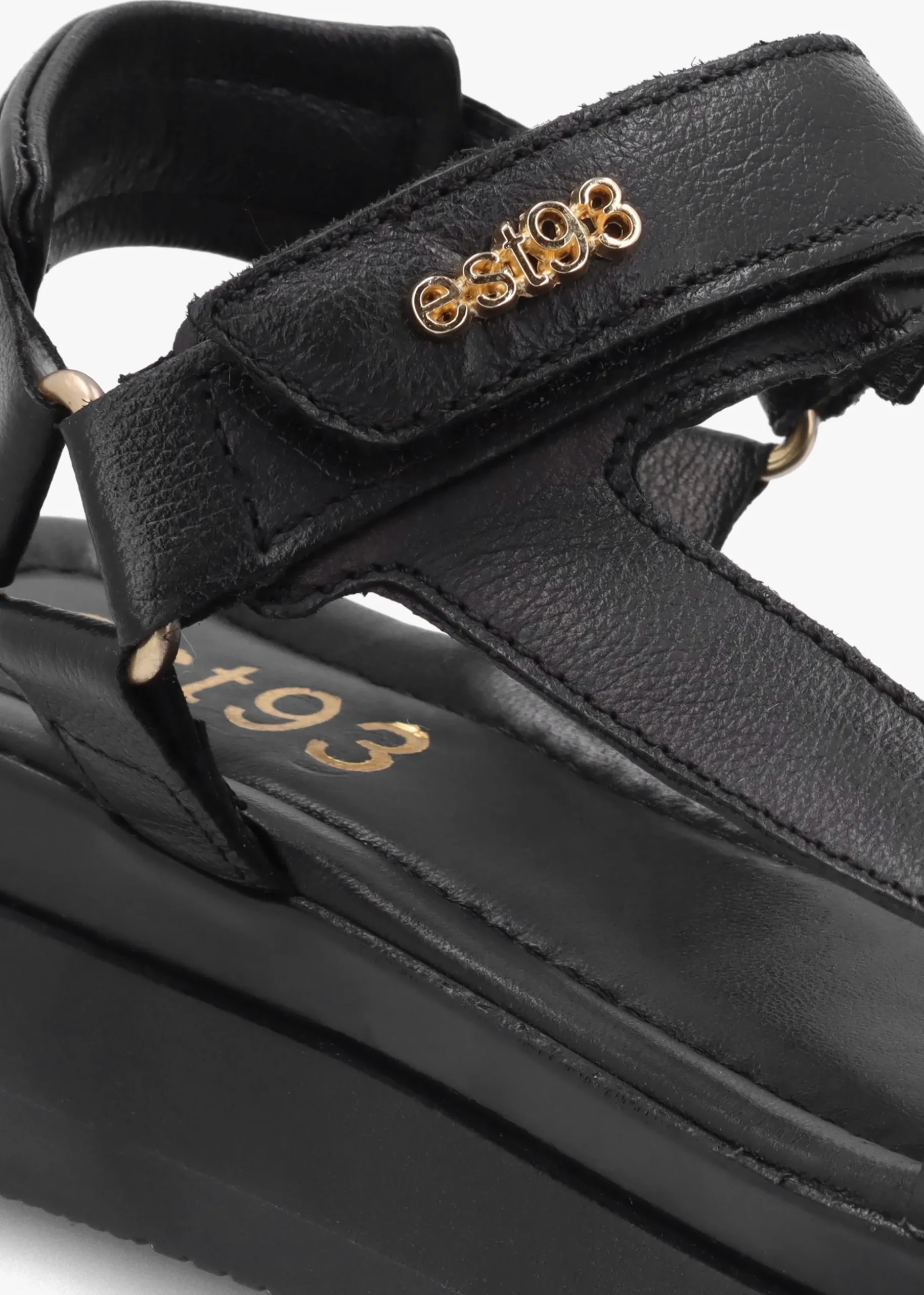 Mazey EST93 Black Leather Flatform Sandals