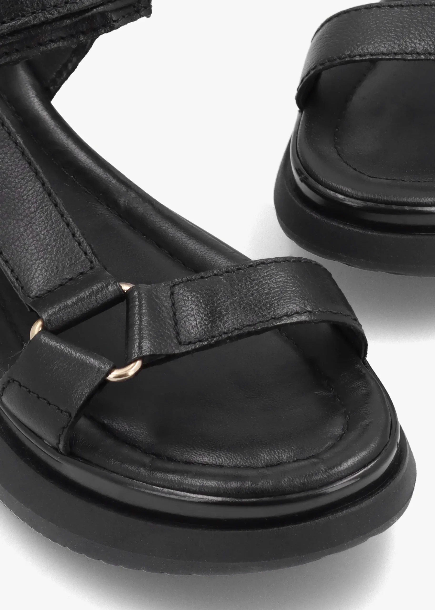 Mazey EST93 Black Leather Flatform Sandals
