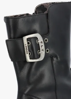 Mazz Black Leather Chunky Calf Boots