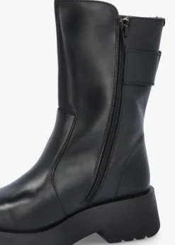 Mazz Black Leather Chunky Calf Boots