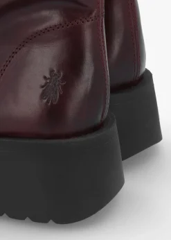 Mazz Wine Leather Chunky Calf Boots