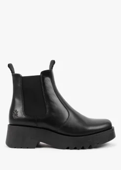 Medi Black Leather Chunky Chelsea Boots