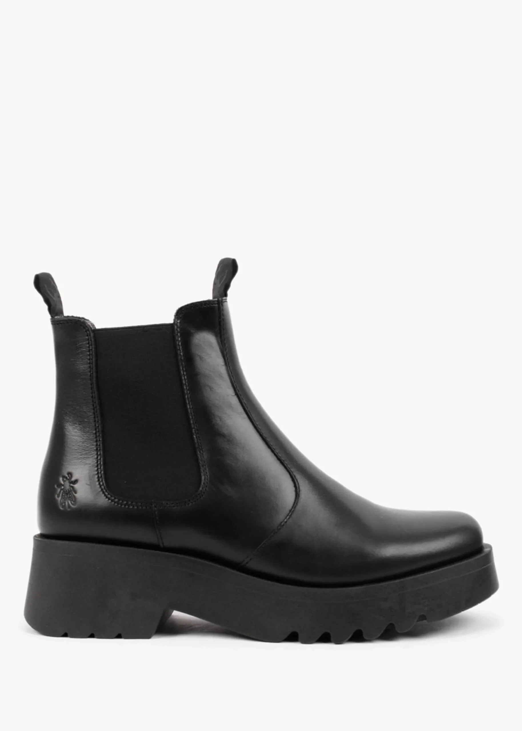 Medi Black Leather Chunky Chelsea Boots