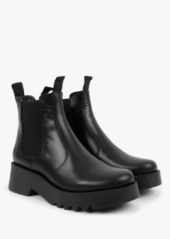 Medi Black Leather Chunky Chelsea Boots