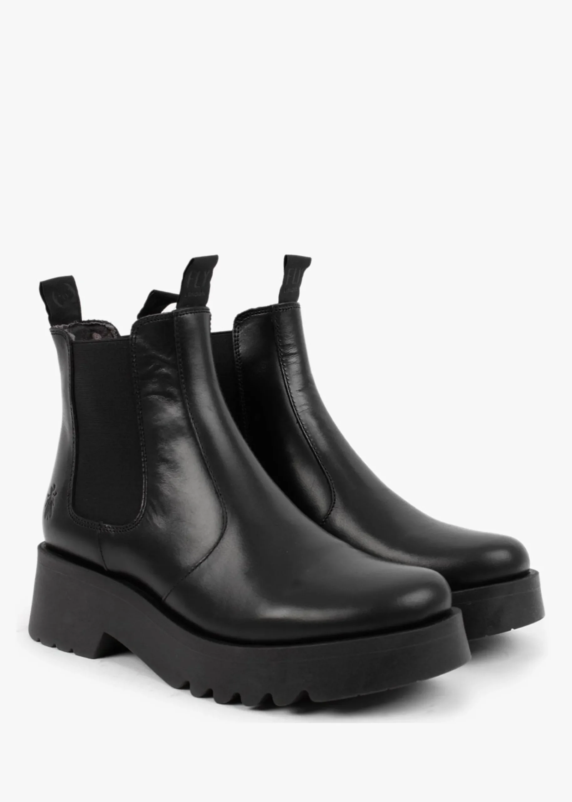 Medi Black Leather Chunky Chelsea Boots