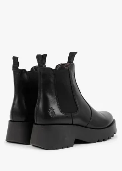 Medi Black Leather Chunky Chelsea Boots