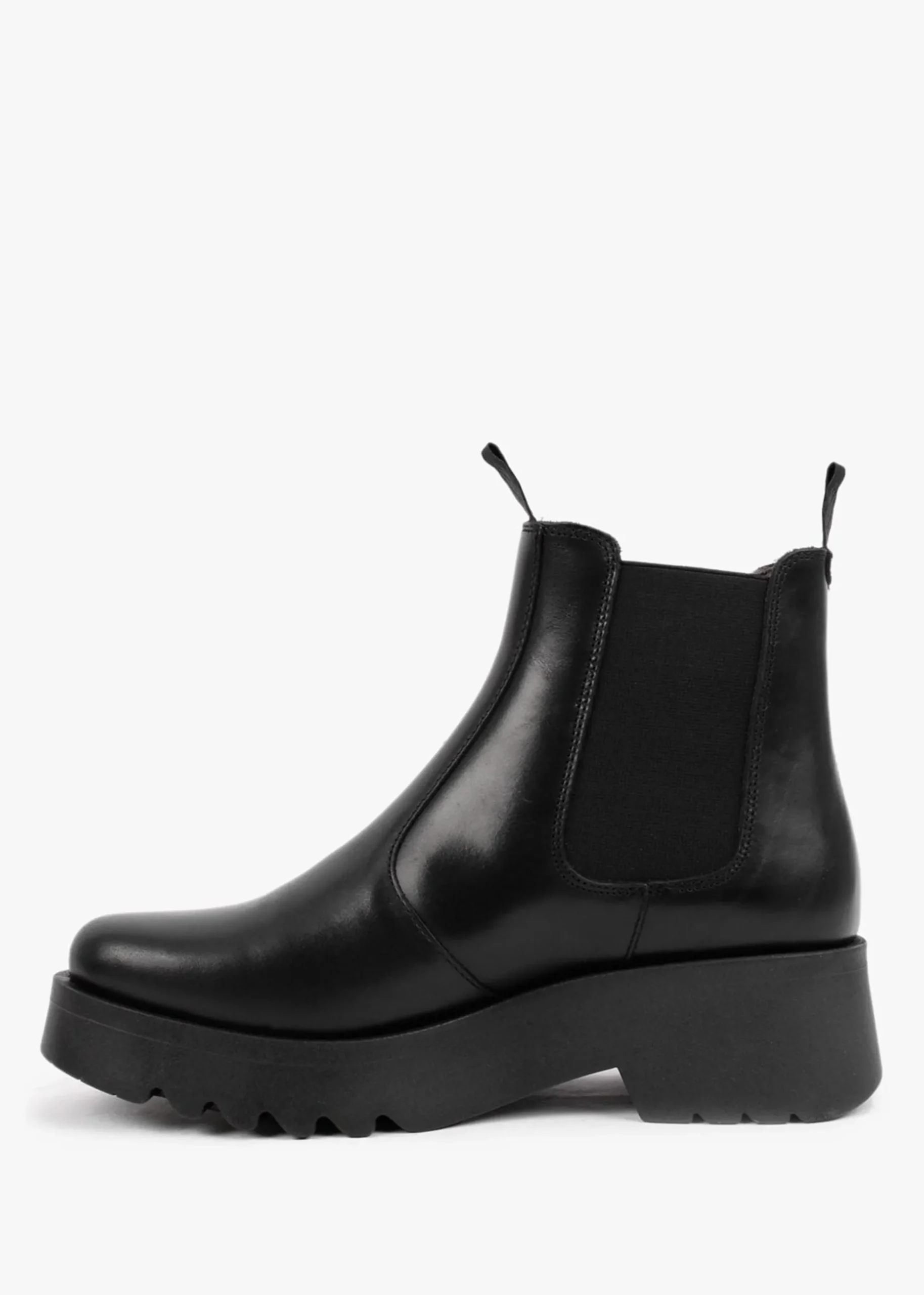 Medi Black Leather Chunky Chelsea Boots