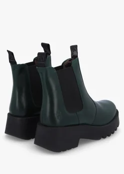Medi Petrol Leather Chunky Chelsea Boots
