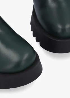 Medi Petrol Leather Chunky Chelsea Boots