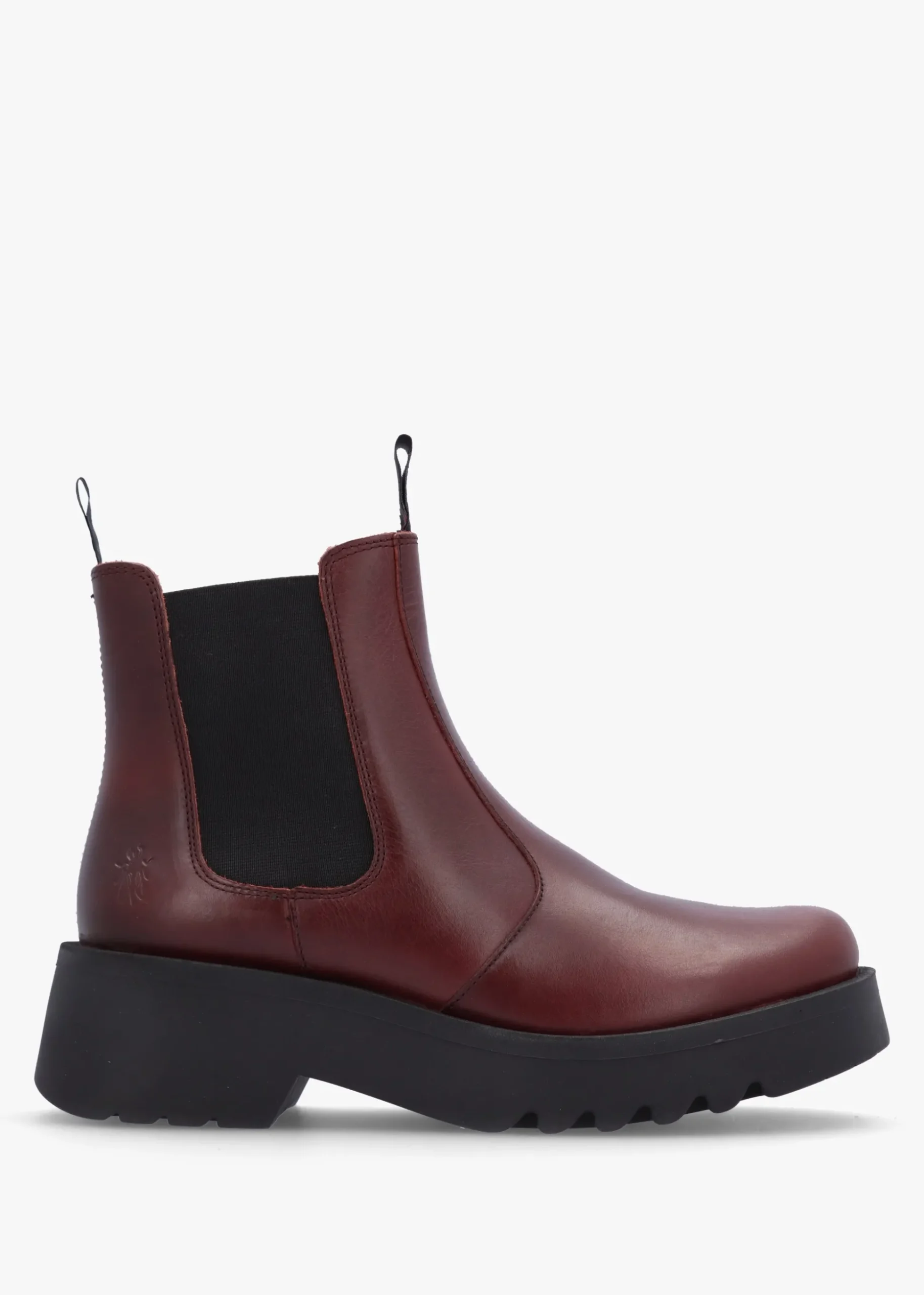 Medi Wine Leather Chunky Chelsea Boots