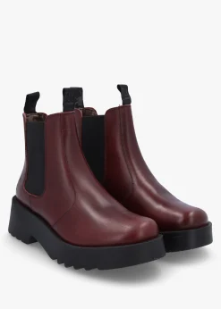Medi Wine Leather Chunky Chelsea Boots