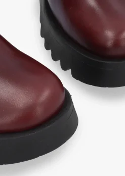 Medi Wine Leather Chunky Chelsea Boots