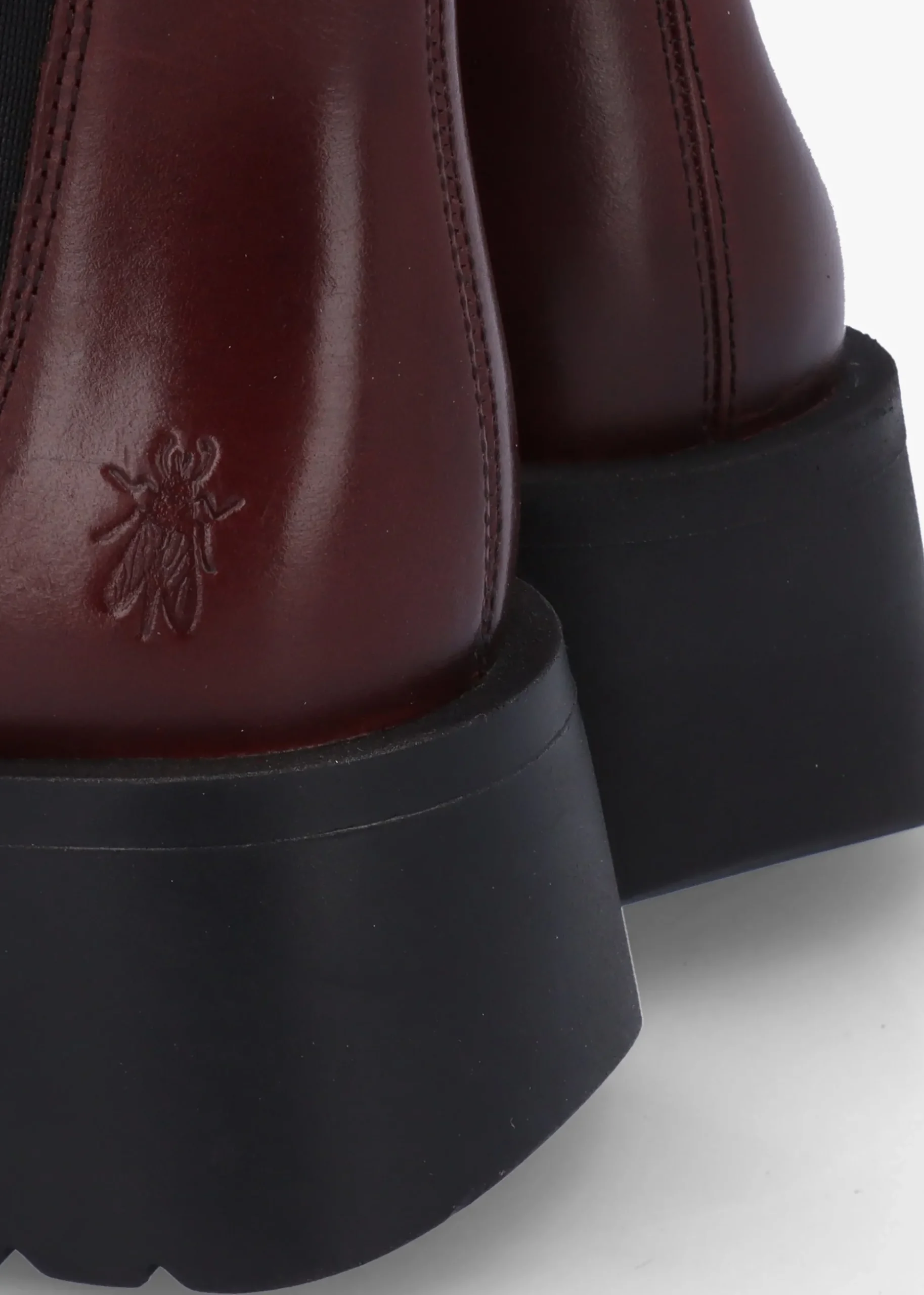 Medi Wine Leather Chunky Chelsea Boots