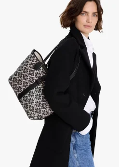 Medium Spade Flower Jacquard Sand Multi Open Tote Bag