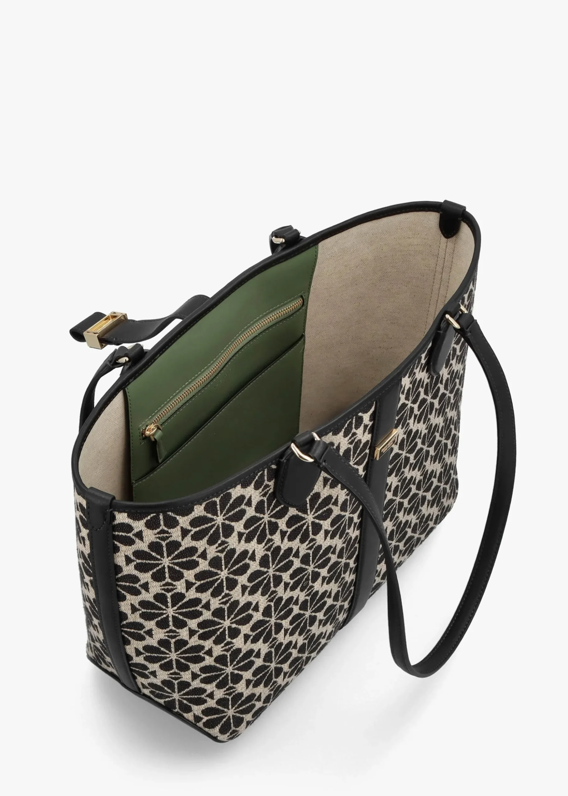 Medium Spade Flower Jacquard Sand Multi Open Tote Bag