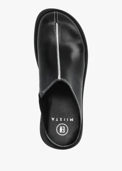 Mego Black Leather Closed Toe Mules