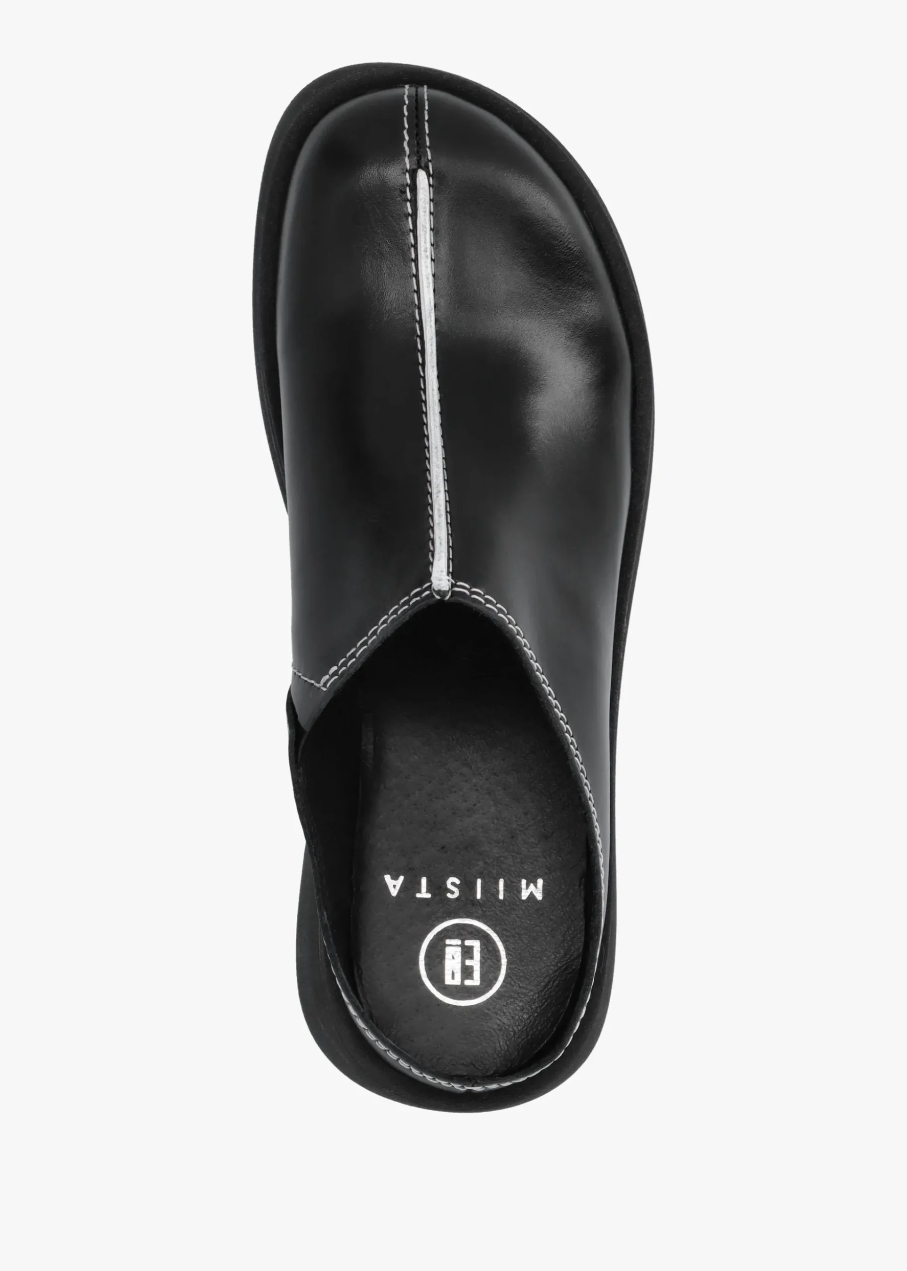 Mego Black Leather Closed Toe Mules