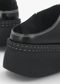 Mego Black Leather Closed Toe Mules