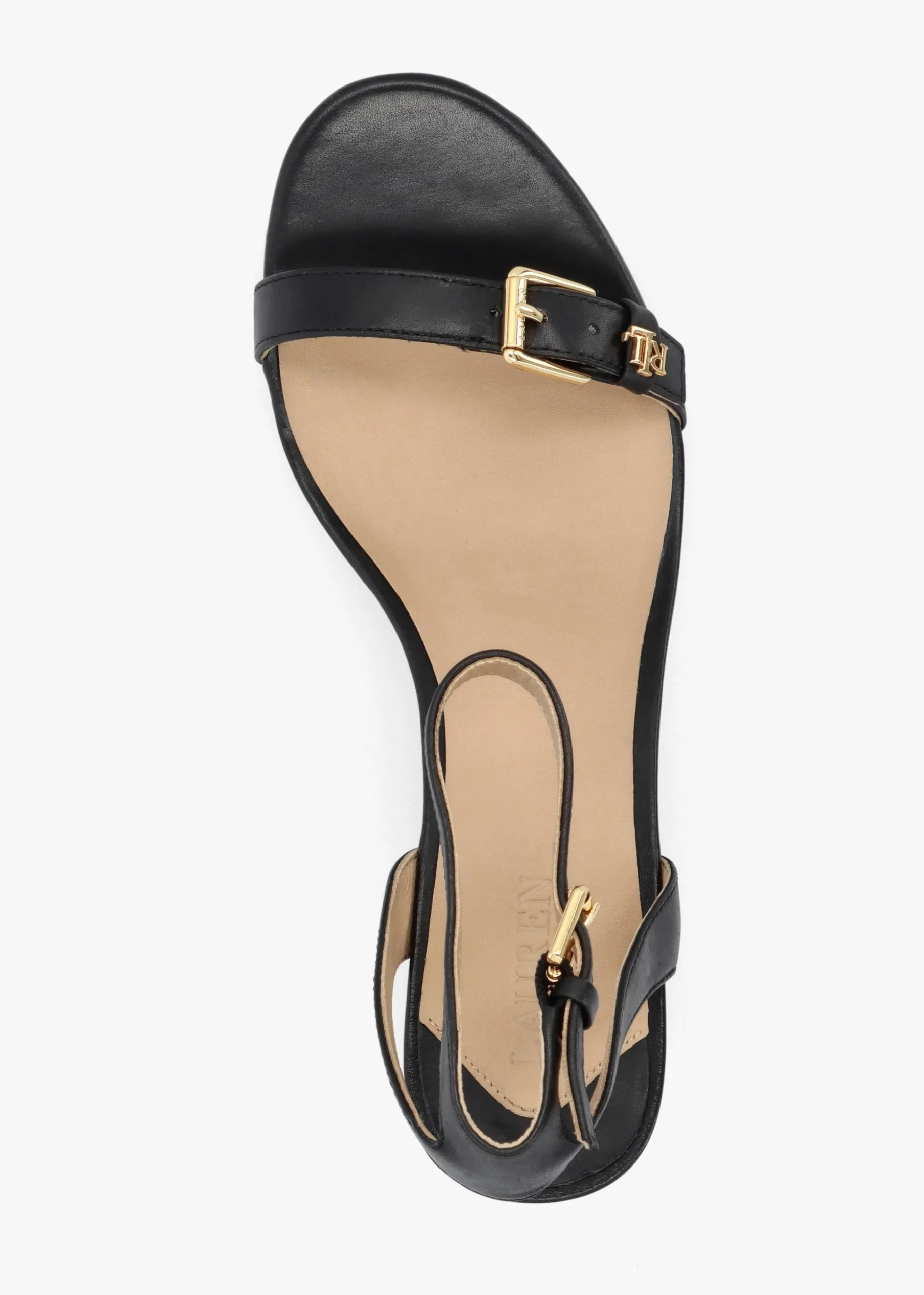 Melissah Black Leather Block Heel Sandals