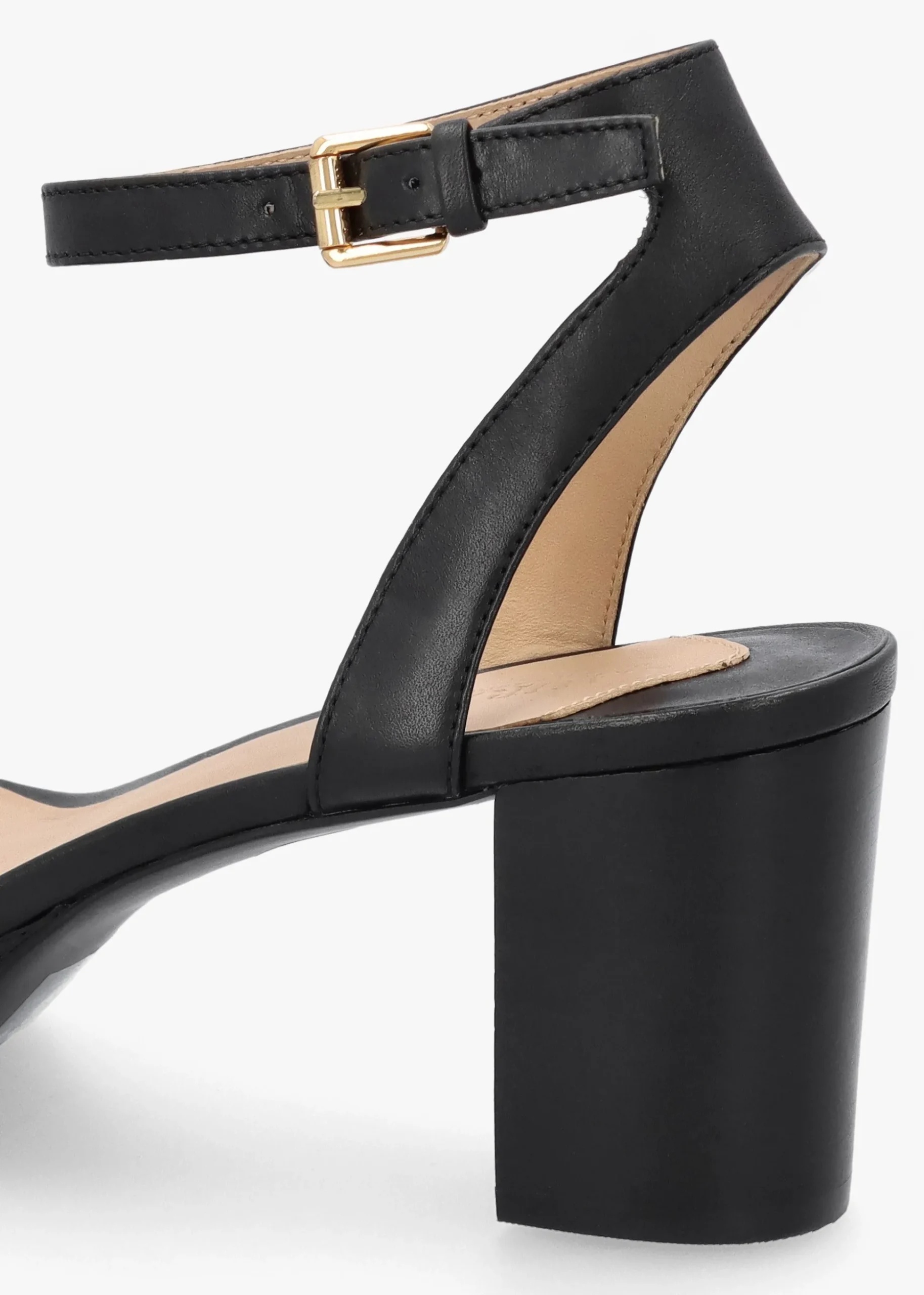 Melissah Black Leather Block Heel Sandals