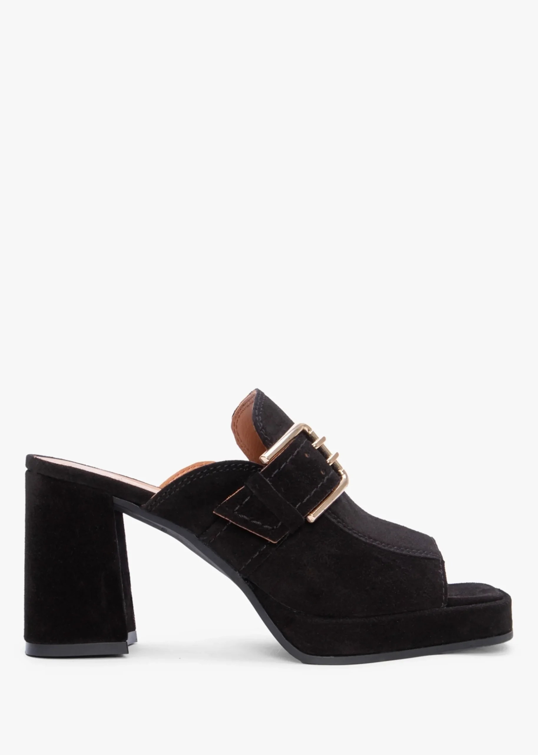 Memphis Black Suede Block Heel Mules