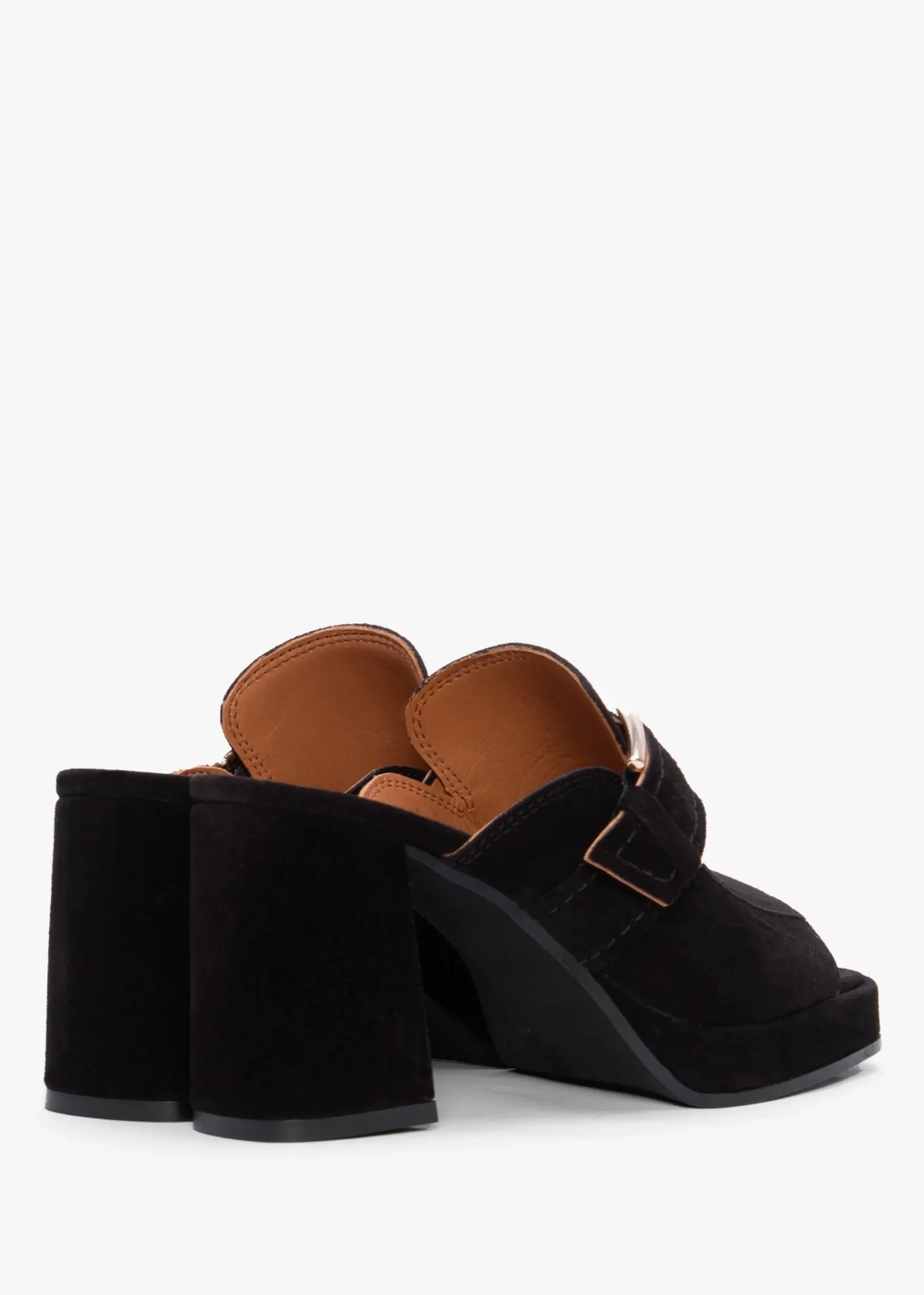 Memphis Black Suede Block Heel Mules