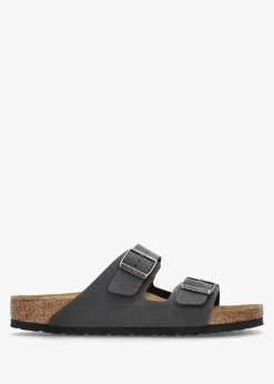 Men's Arizona Birko-Flor Velvet Gray Two Bar Mules