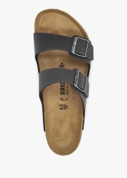 Men's Arizona Birko-Flor Velvet Gray Two Bar Mules