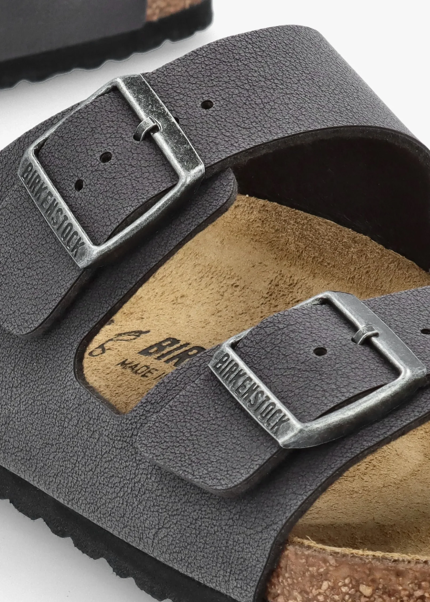Men's Arizona Birko-Flor Velvet Gray Two Bar Mules
