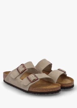 Men's Arizona Taupe Suede Two Bar Mules